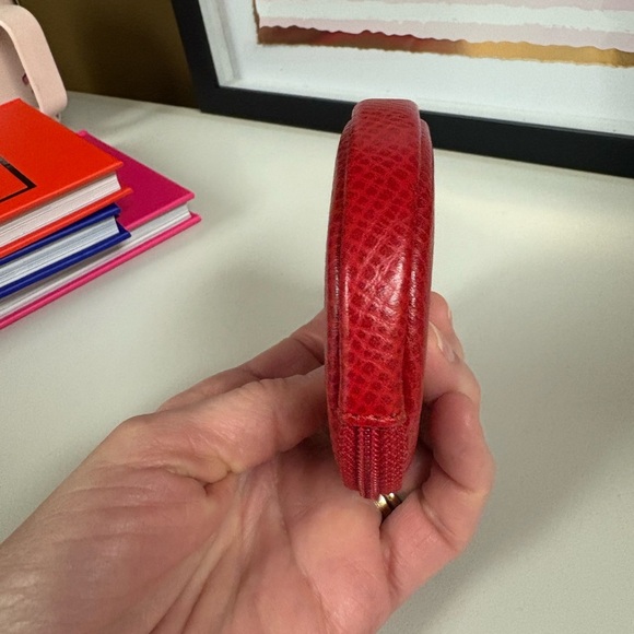 Christian Dior Authentic Red Leather Coin Purse with Key Ring - Picture 6 of 9